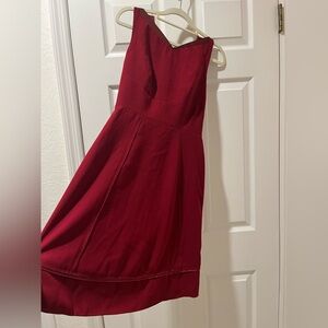 Red work knee length dress